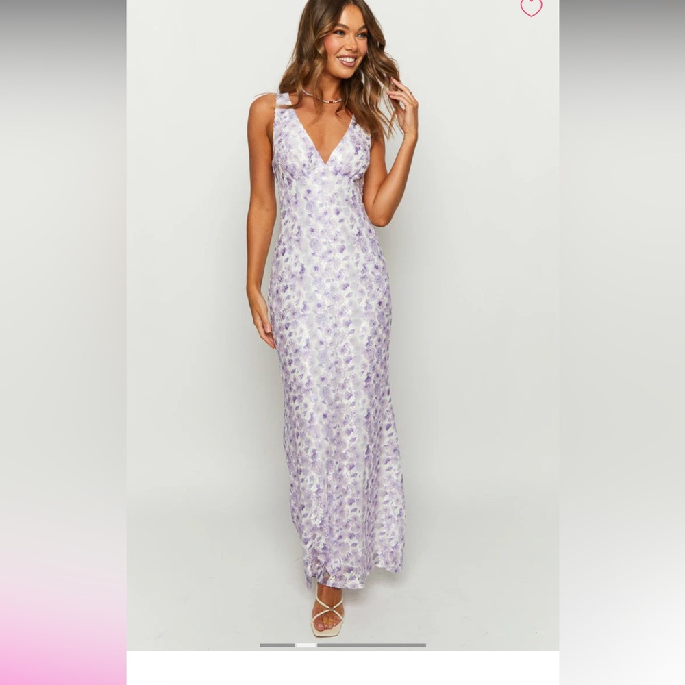 Beginning boutique purple and white floral maxi dress